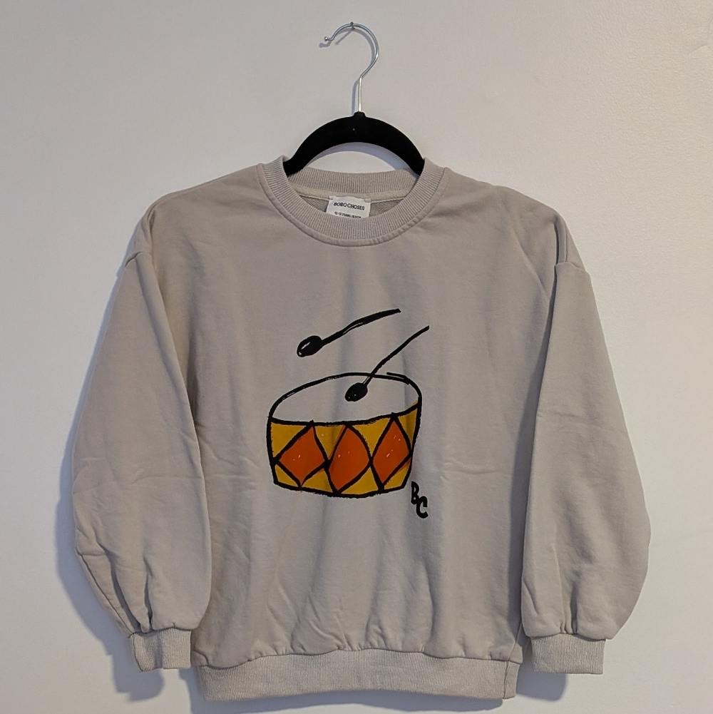 Bobo Choses - Cream Crewneck Sweatshirt with Drums Logo Collection - Picture 2 of 4